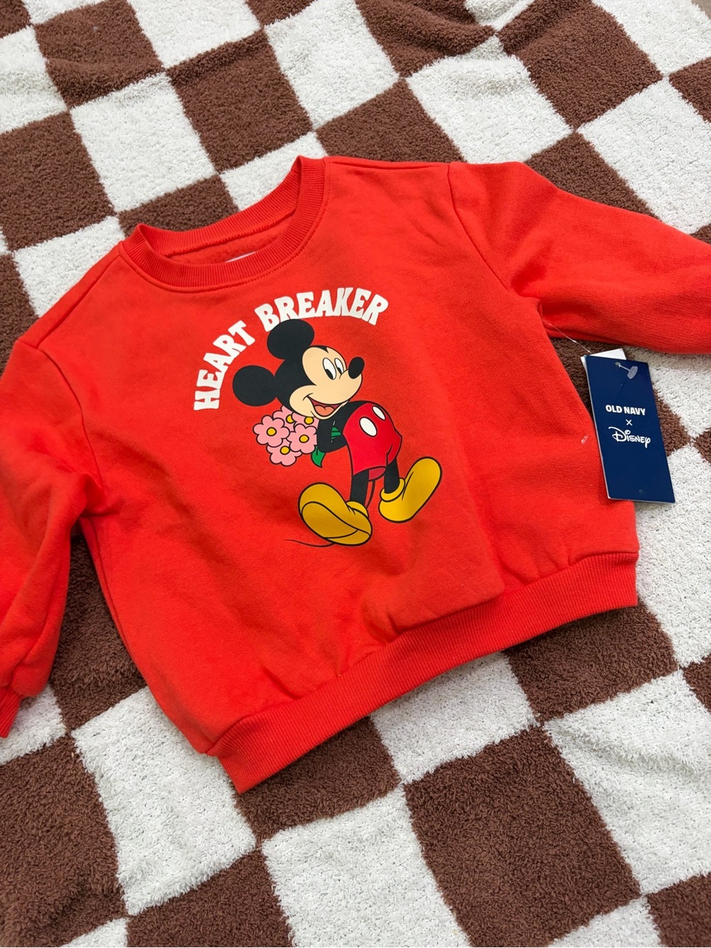 Old Navy Red Mickey Mouse "Heart Breaker" Kids Sweatshirt